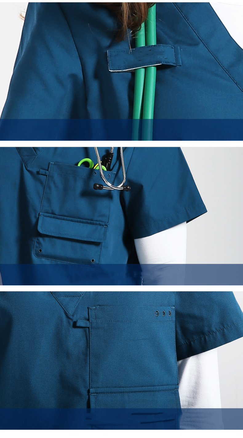 Precio de fábrica con cuello en v traje de enfermera traje de trabajo unisex uniformes de hospital