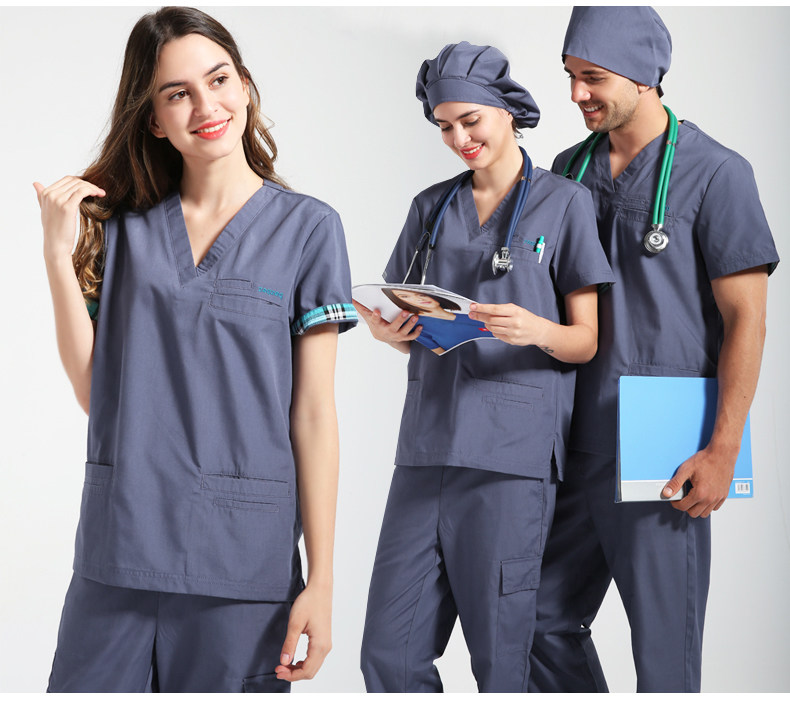 Diseño personalizado, uniformes azules de moda Unisex, uniformes médicos, uniformes de enfermera