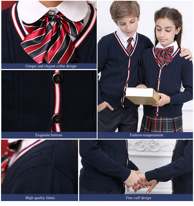 Top y pantalones de suéter de uniforme de escuela primaria de primavera al por mayor