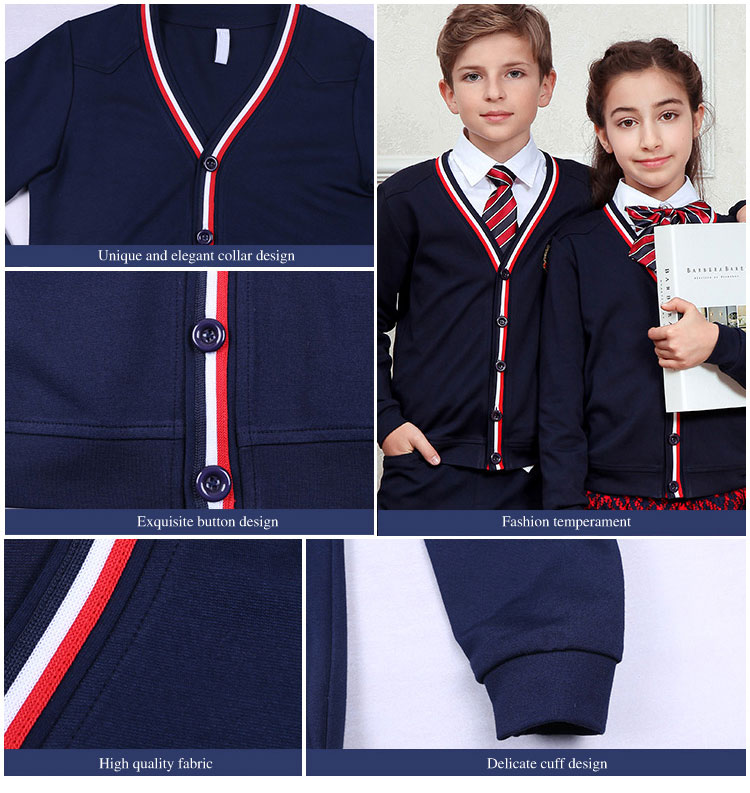 La escuela personalizada viste el uniforme negro internacional de la guardería de los suéteres de la escuela