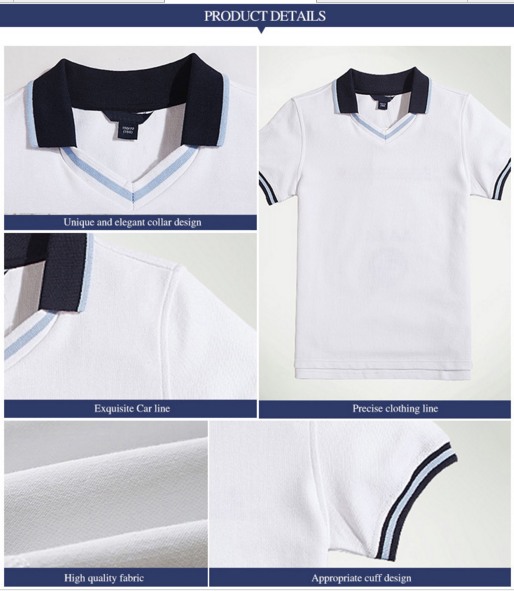 Polo de uniforme escolar de manga corta para niños de color sólido diario de servicio OEM